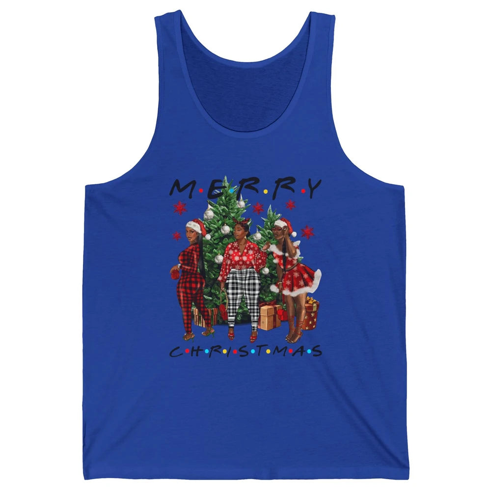 Merry Christmas African American Black Woman Xmas Afro Santa Unisex Jersey Tank