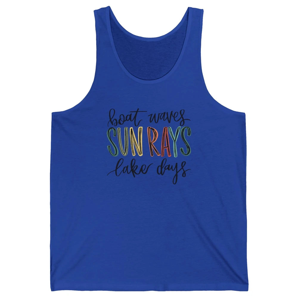 Boat Waves Sun Rays Ain't Nothing Like Lake Days Lake Life Unisex Jersey Tank