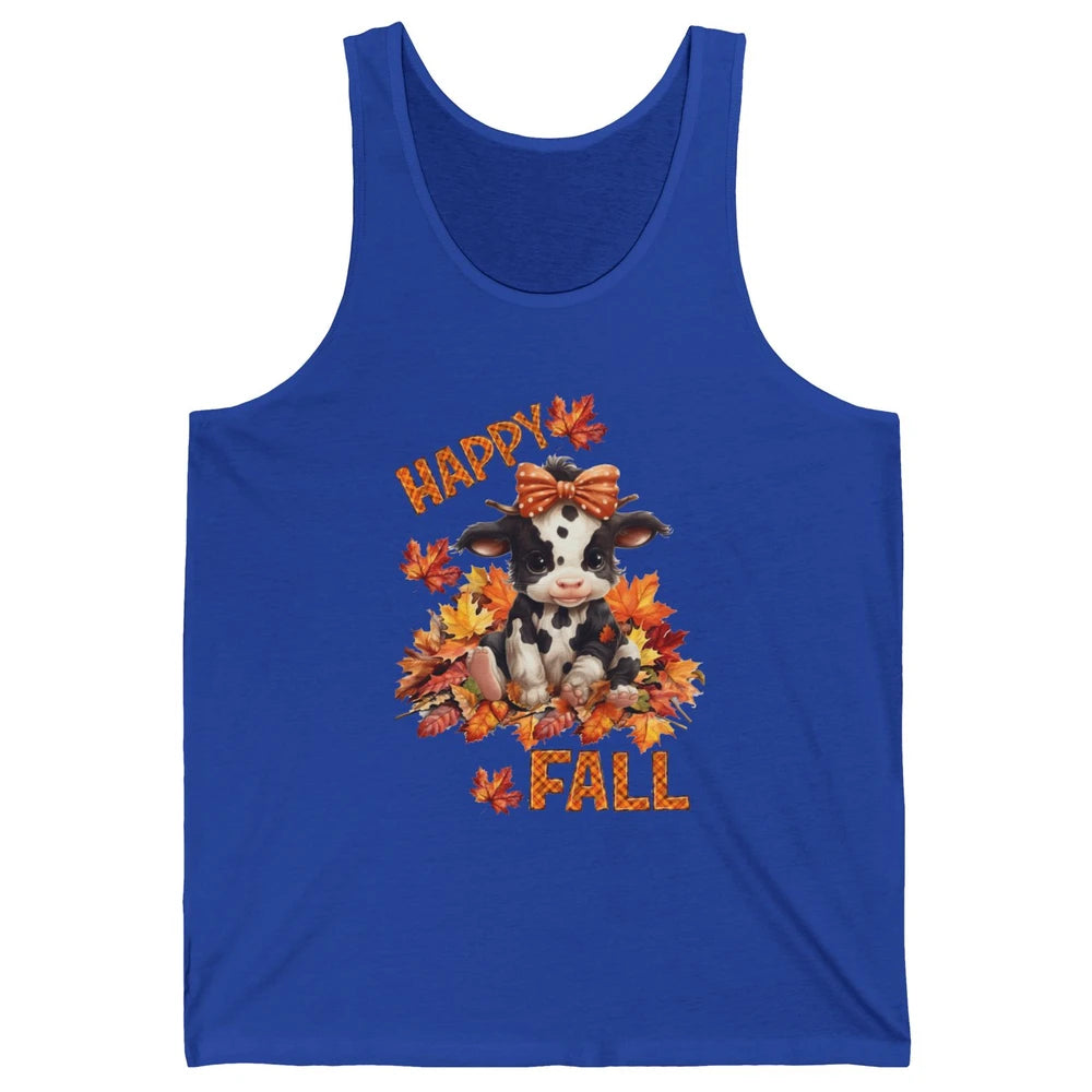 Cute Baby Cow Bandana Hay Fall Pumpkin Thanksgiving Autumn Unisex Jersey Tank