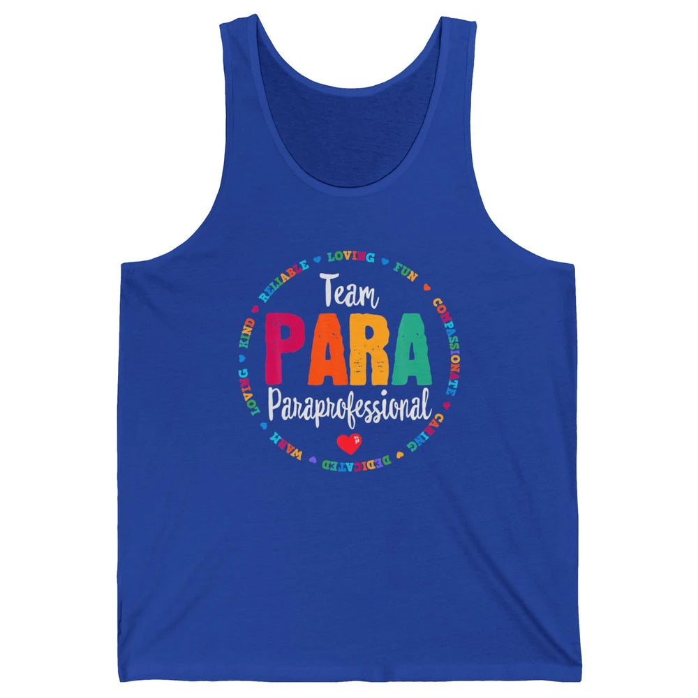 Team Paraprofessional Para Teacher Assistant Education Heart Unisex Jersey Tank