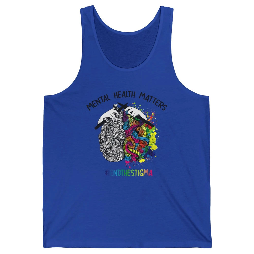 Brain Knitting Mental Health Matters Awareness Crochet Quilt Unisex Jersey Tank