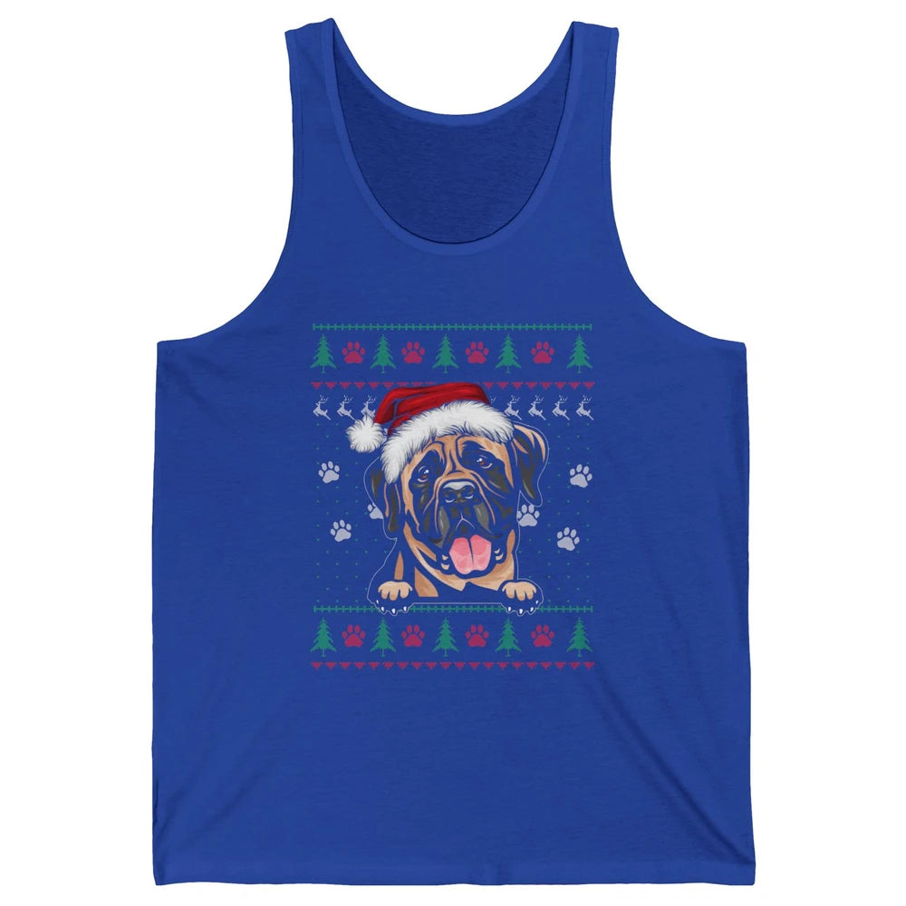 Merry Christmas Cute Santa Hat English Mastiff Dog Ugly Xmas Unisex Jersey Tank