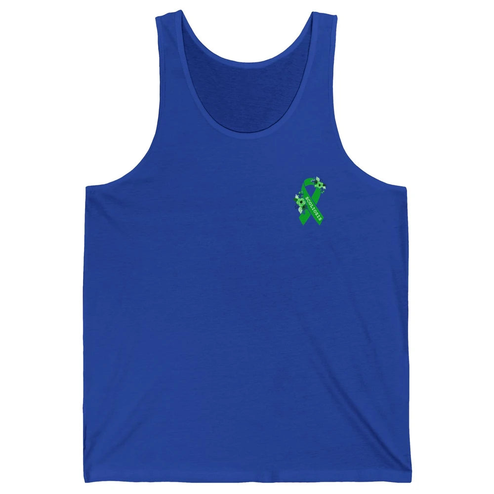 Scoliosis Awareness Support Floral Green Ribbon Pocket Size Unisex Jersey Tank