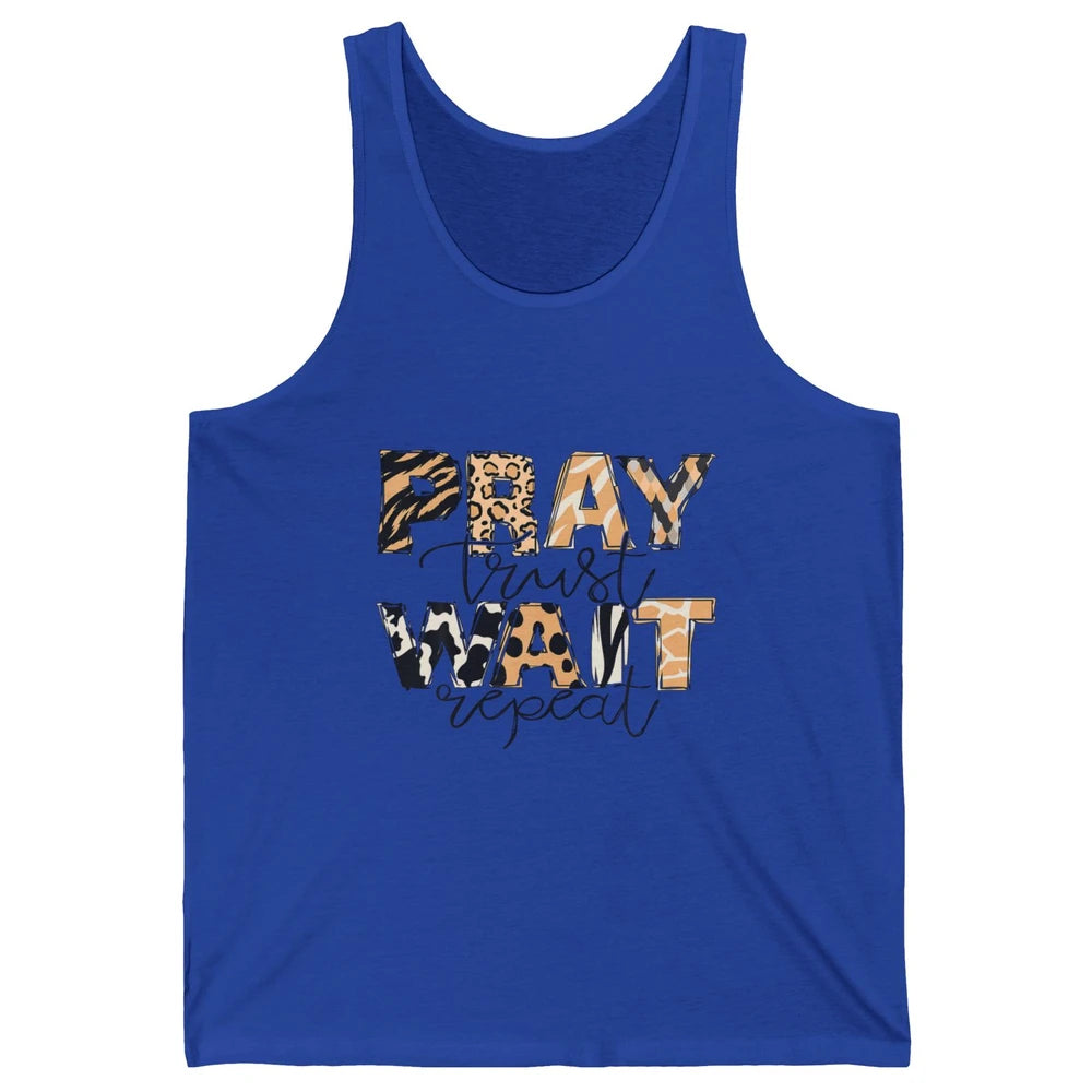 Bible Pray Trust Wait Repeat Jesus Christian Religious God Unisex Jersey Tank