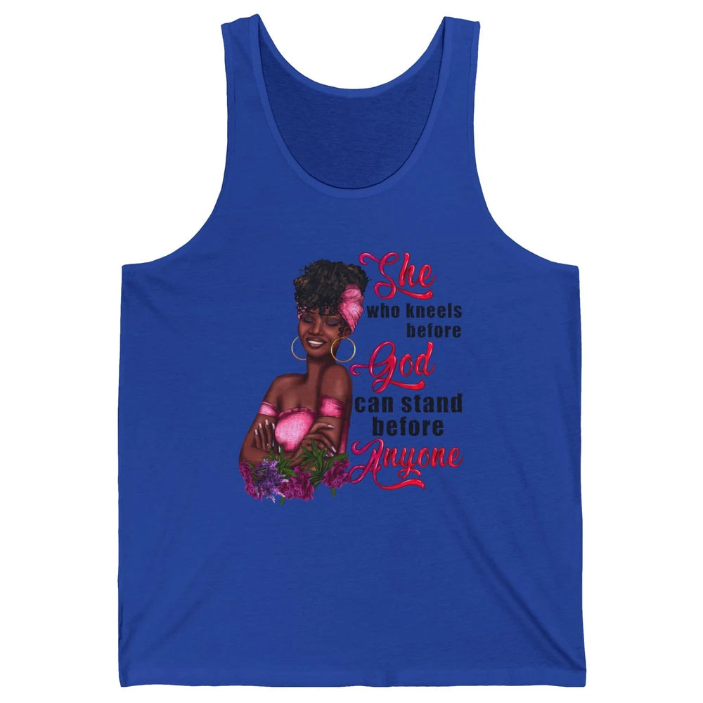 Black Girl She Who Kneels Before God Christian Afro Women Unisex Jersey Tank