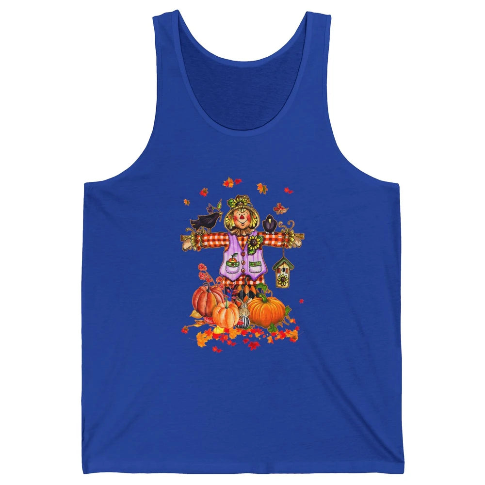 Scarecrow Autumn Hello Fall Pumpkin Thanksgiving Halloween Unisex Jersey Tank