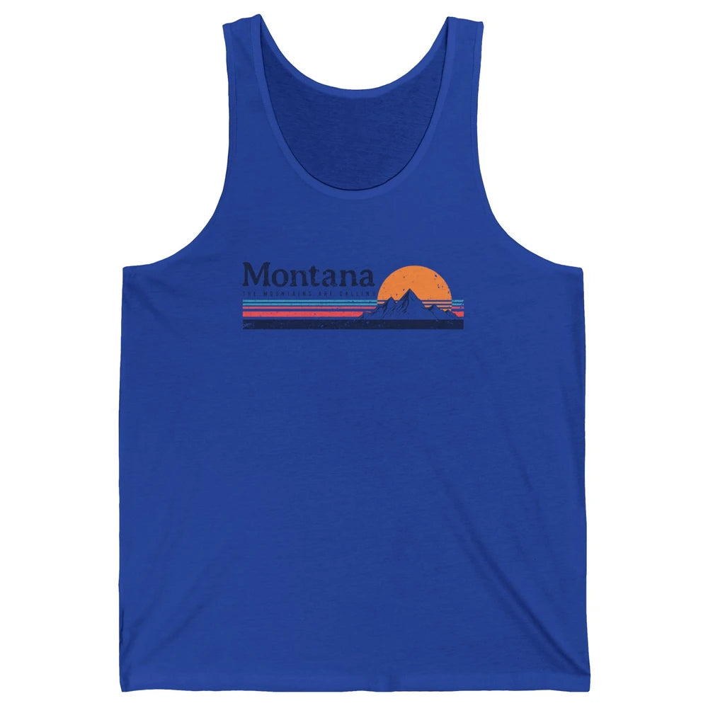 Vintage Montana Mountains Are Calling Camping Hiking Outdoor Unisex Jersey Tank