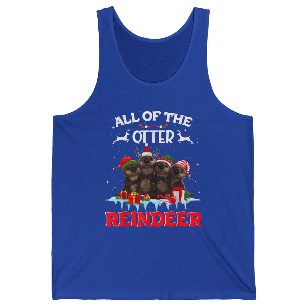 Merry Christmas All Of Otter Reindeer Funny Xmas Santa Hat Unisex Jersey Tank