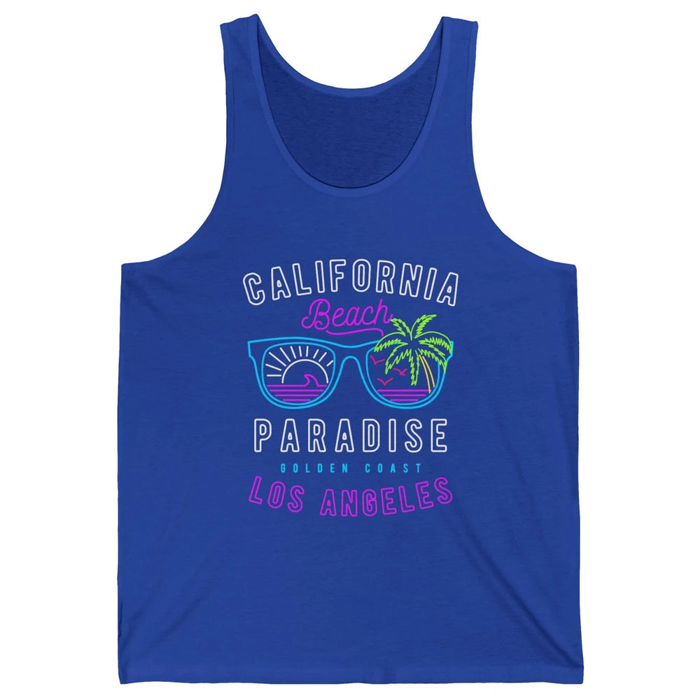 California Beach Paradise Los Angeles Golden Coast Neon 80s Unisex Jersey Tank