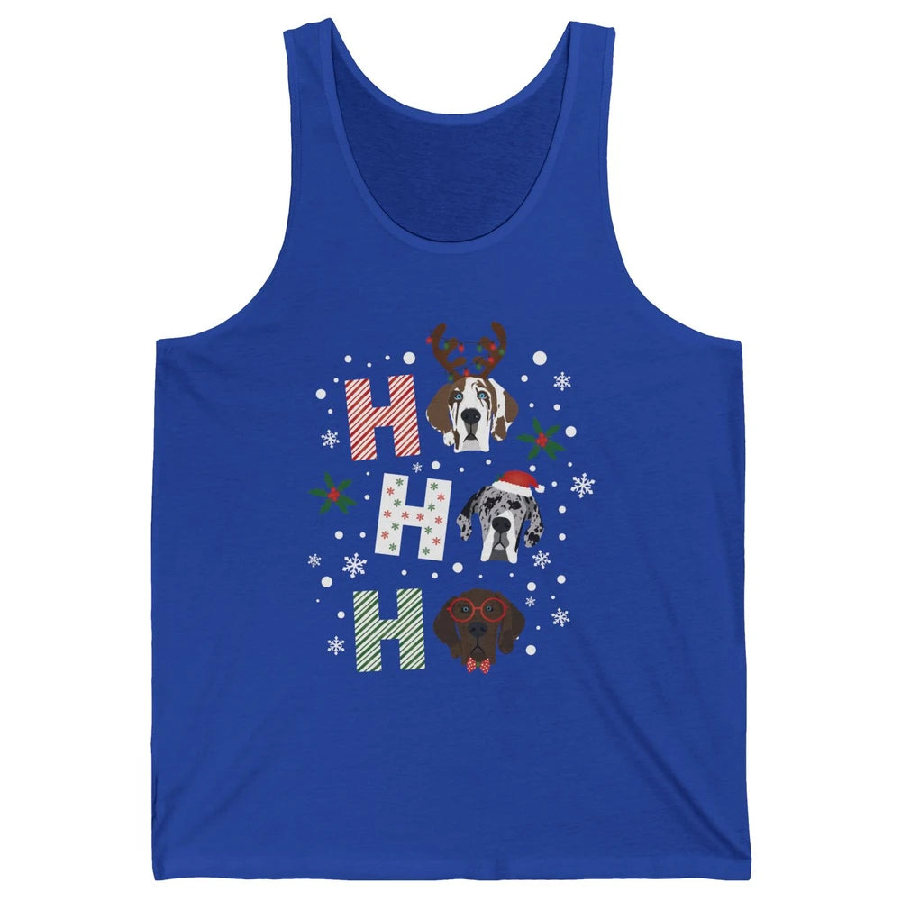 Merry Christmas Great Dane Dog Xmas Reindeer Santa Hat Ho Ho Unisex Jersey Tank