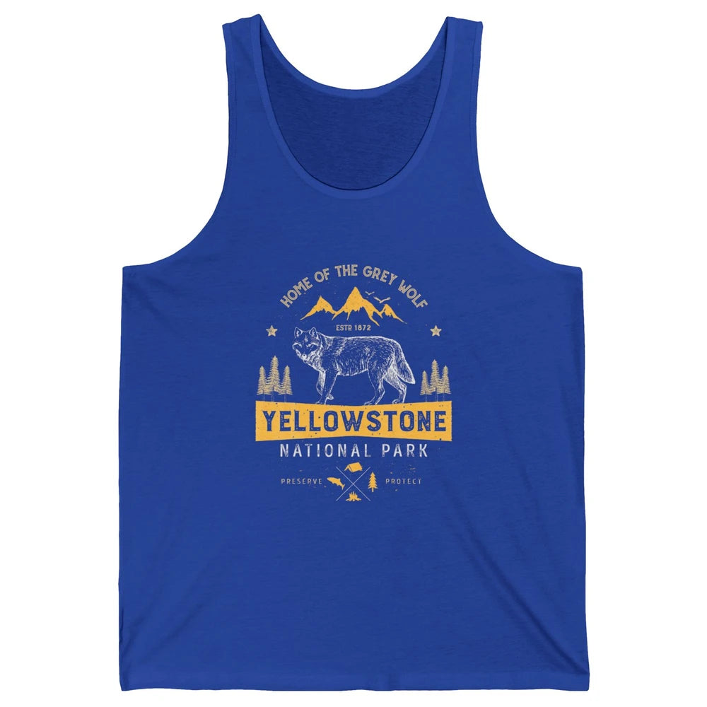 Yellowstone National Park Home Grey Wolf Vintage Wild Nature Unisex Jersey Tank