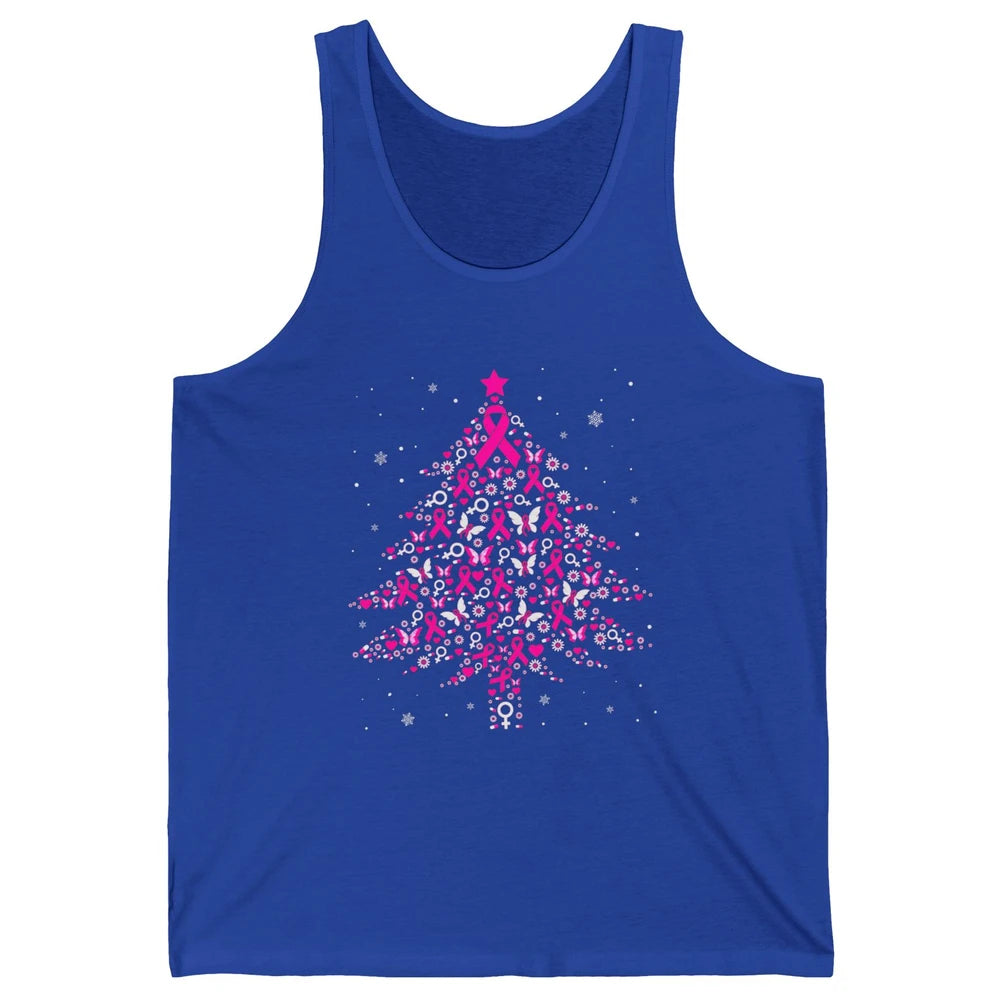 Breast Cancer Pink Ribbon Xmas Tree Breast Cancer Christmas Unisex Jersey Tank