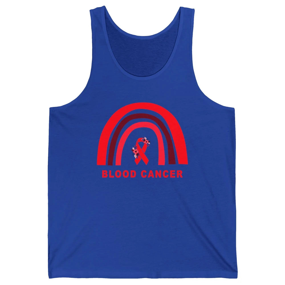 Blood Cancer Awareness Floral Red Ribbon Cute Rainbow Unisex Jersey Tank