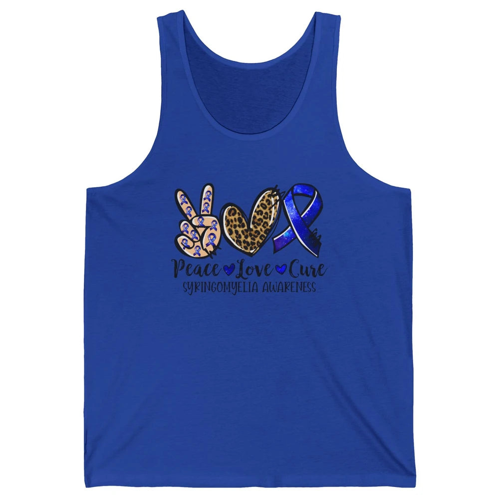 Syringomyelia Awareness Blue Ribbon Peace Love Cure Unisex Jersey Tank