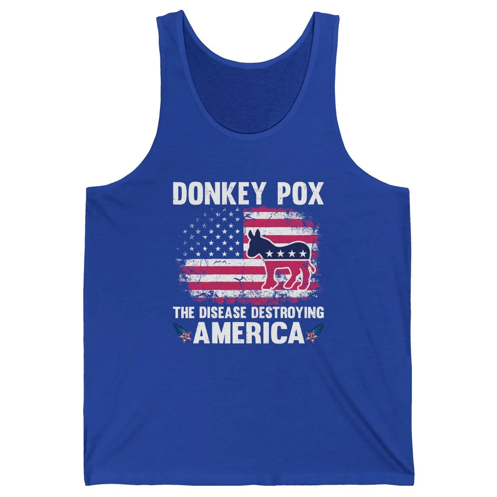 US Flag Donkey Pox The Disease Destroying America Democratic Unisex Jersey Tank