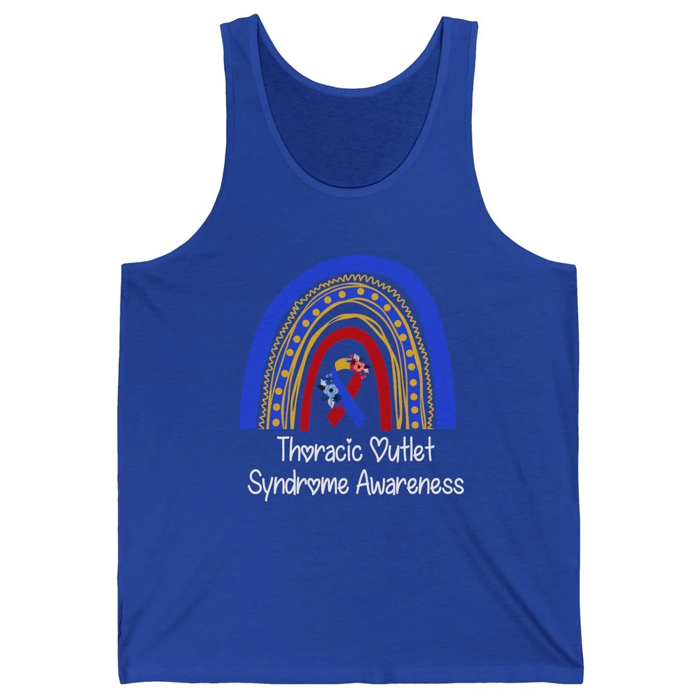 Thoracic Outlet Syndrome Awareness Floral Blue Red Rainbow Unisex Jersey Tank