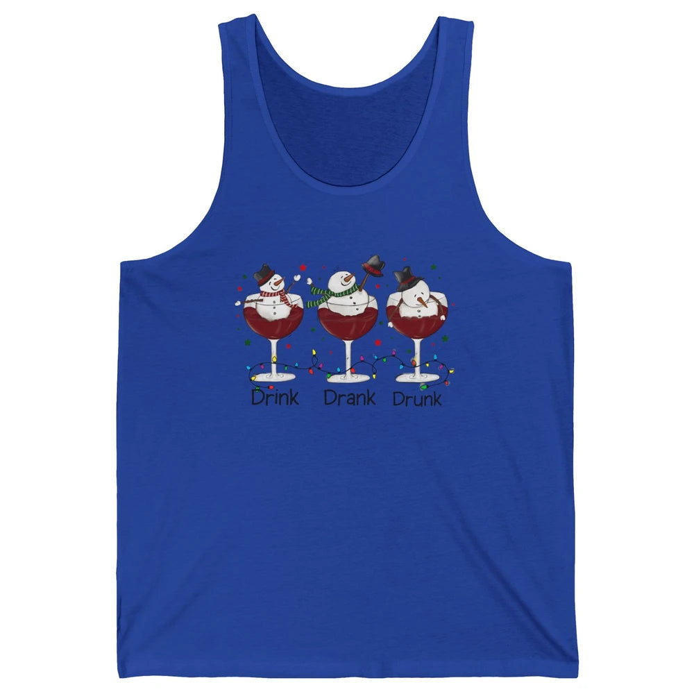 Funny Snowman Wine Christmas Drink Drank Drunk Christmas Unisex Jersey Tank