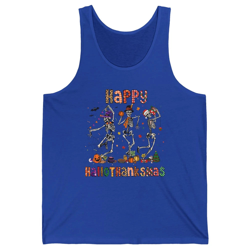 Funny Dancing Skeleton Happy Hallo-thank-mas Fall Pumpkin Unisex Jersey Tank