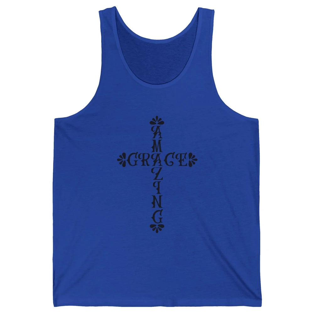 Amazing Grace Jesus Cross God Lovers Christian Religious Unisex Jersey Tank