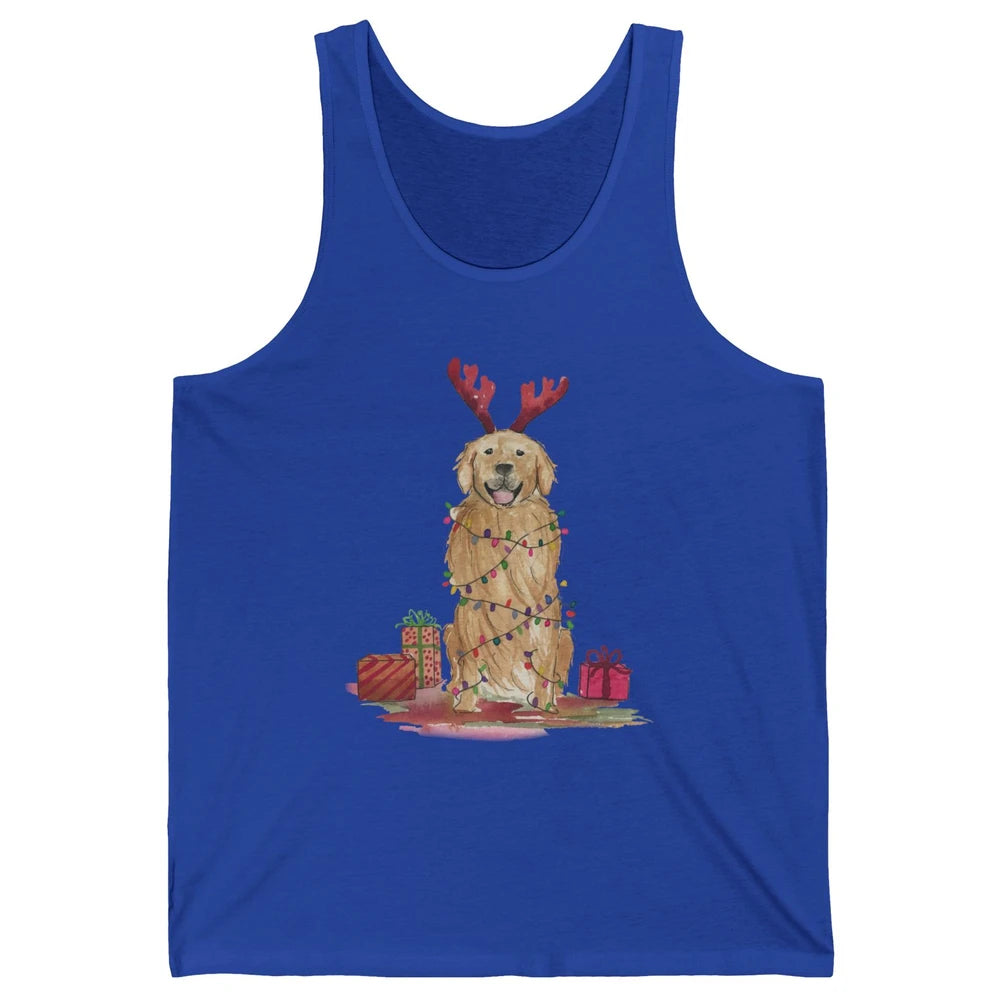 Santa Golden Retriever Reindeer Snowflake Christmas Costume Unisex Jersey Tank