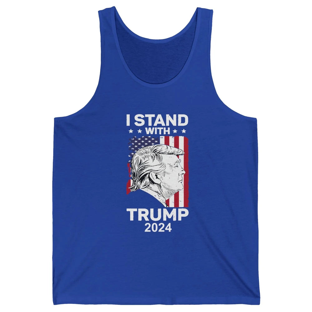 Retro US Flag I Stand With Trump President Trump Return 2024 Unisex Jersey Tank