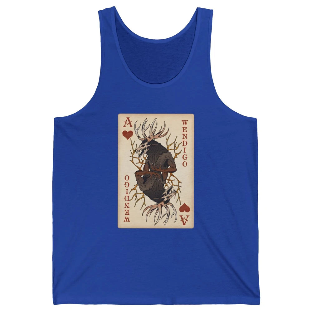 Scary Wendigo Original Cryptid Playing Card Tarot Reader Vintage Halloween Goth Unisex Jersey Tank