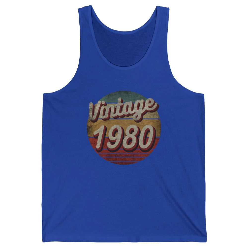 Retro Vintage 1980 Men Women Birthday Gift Born In 1980s Unisex Jersey Tank