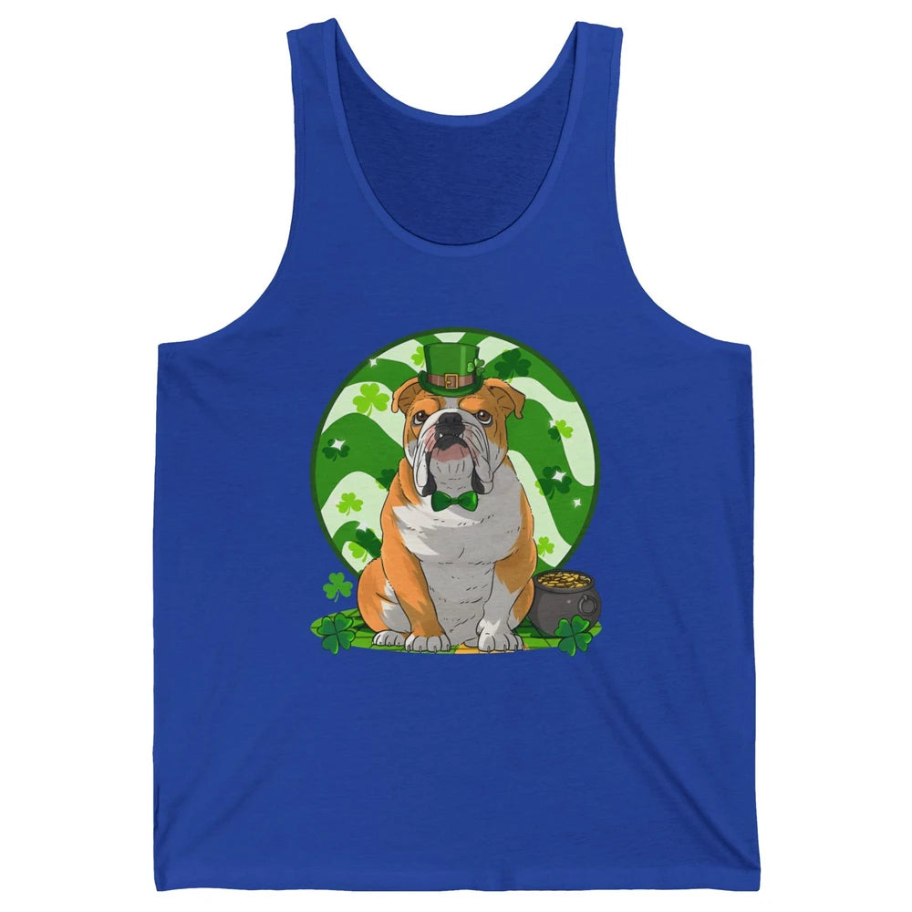 St Patrick's Day English Bulldog Lucky Charm Shamrock Irish Unisex Jersey Tank