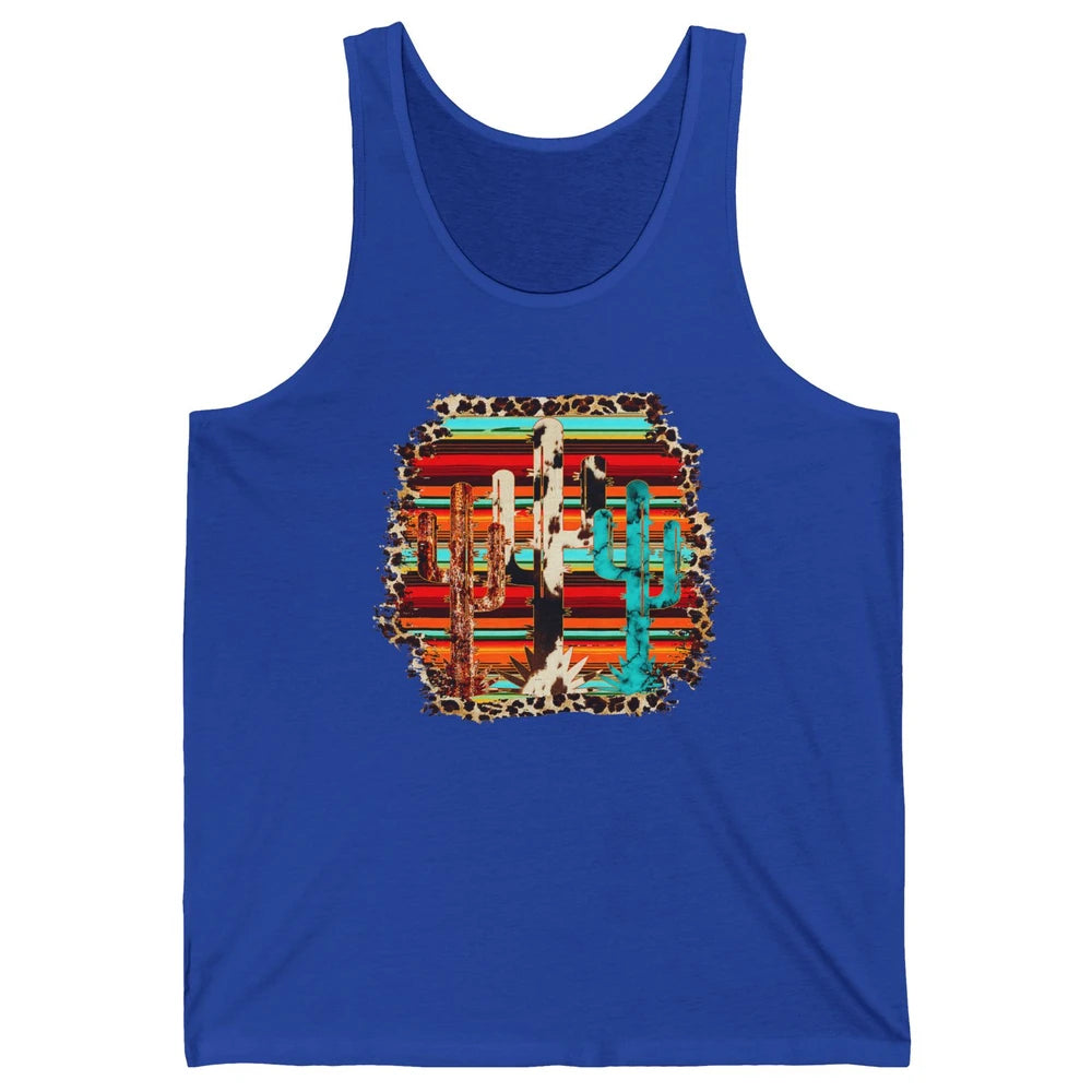 Western Country Cactus Cowhide Serape Turquoise Leopard Unisex Jersey Tank