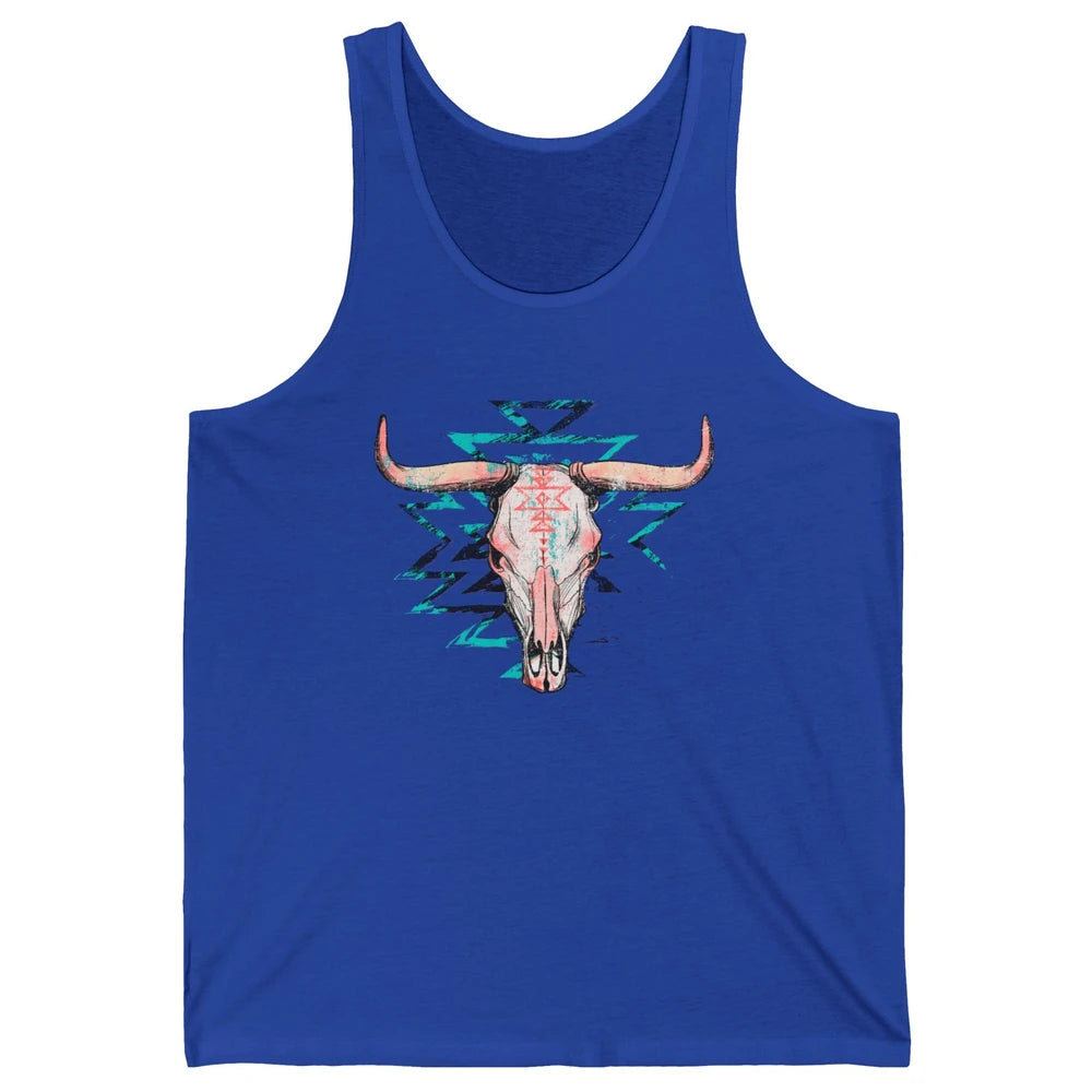 Boho Bull Skull Aztec Rodeo Desert Spirit Western Country Unisex Jersey Tank