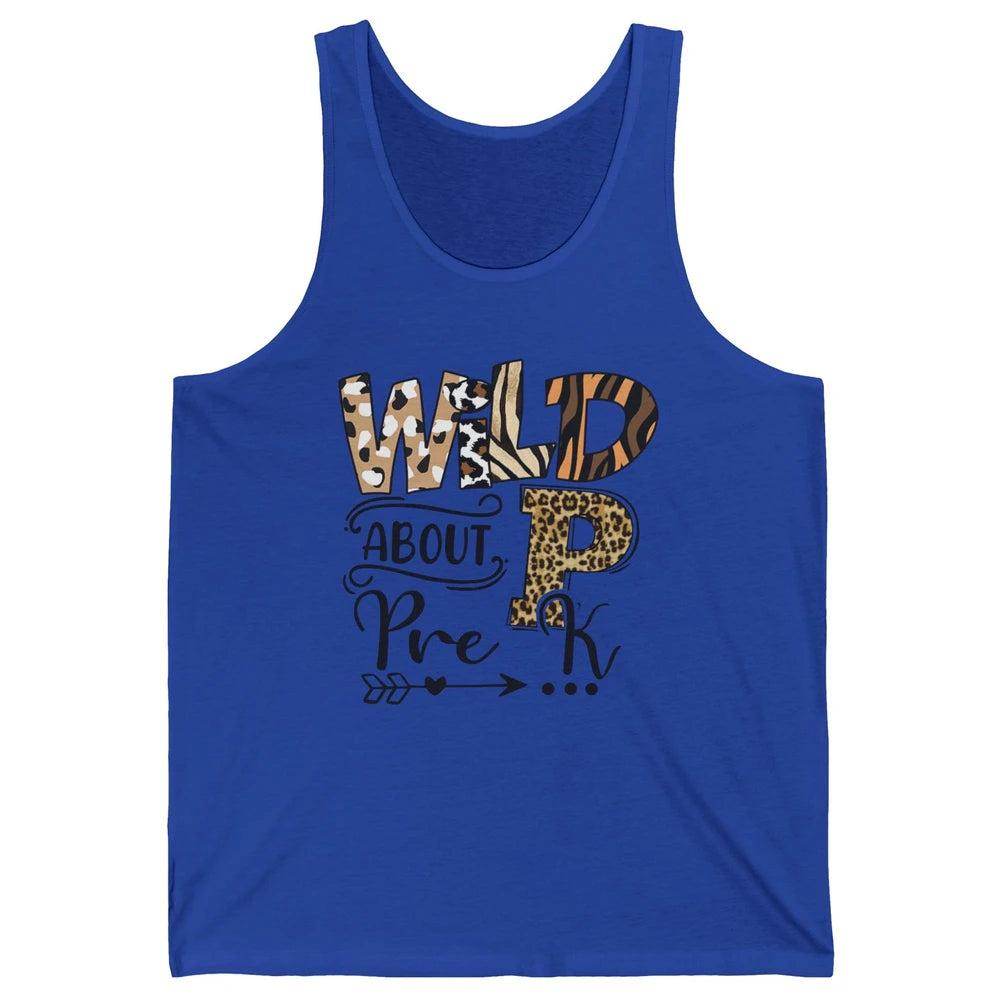 Wild About Pre-K Leopard Preschool Teacher Back To School Unisex Jersey Tank