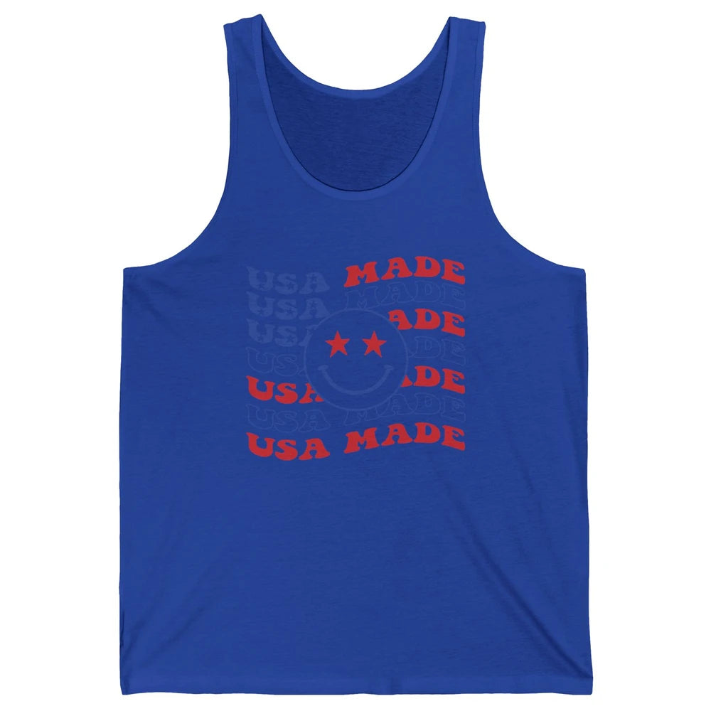 US Flag America Made Smiley Face July 4th American Patriots Unisex Jersey Tank