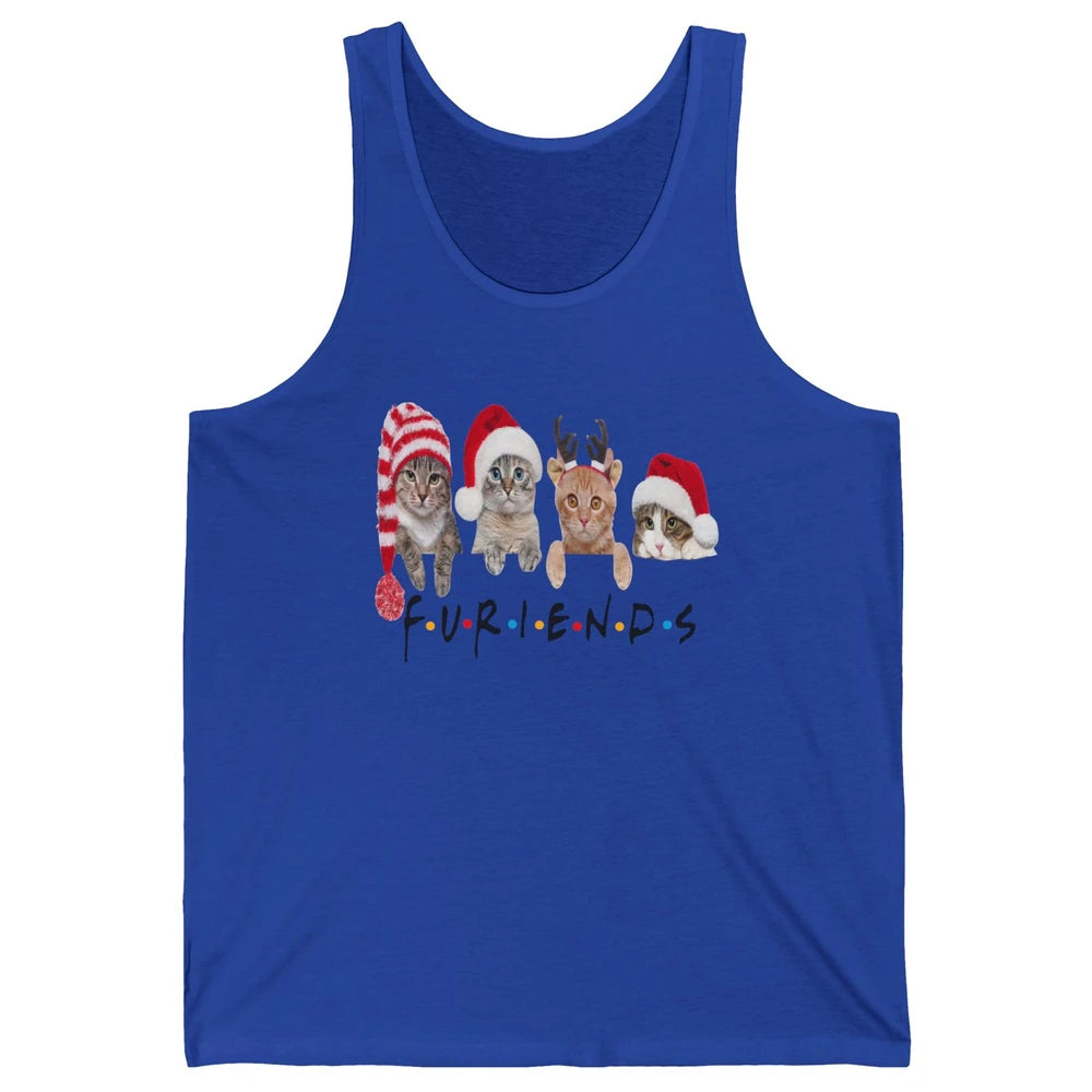 Funny Cat Furiends Merry Christmas Hat Santa Cat Lovers Gift Unisex Jersey Tank