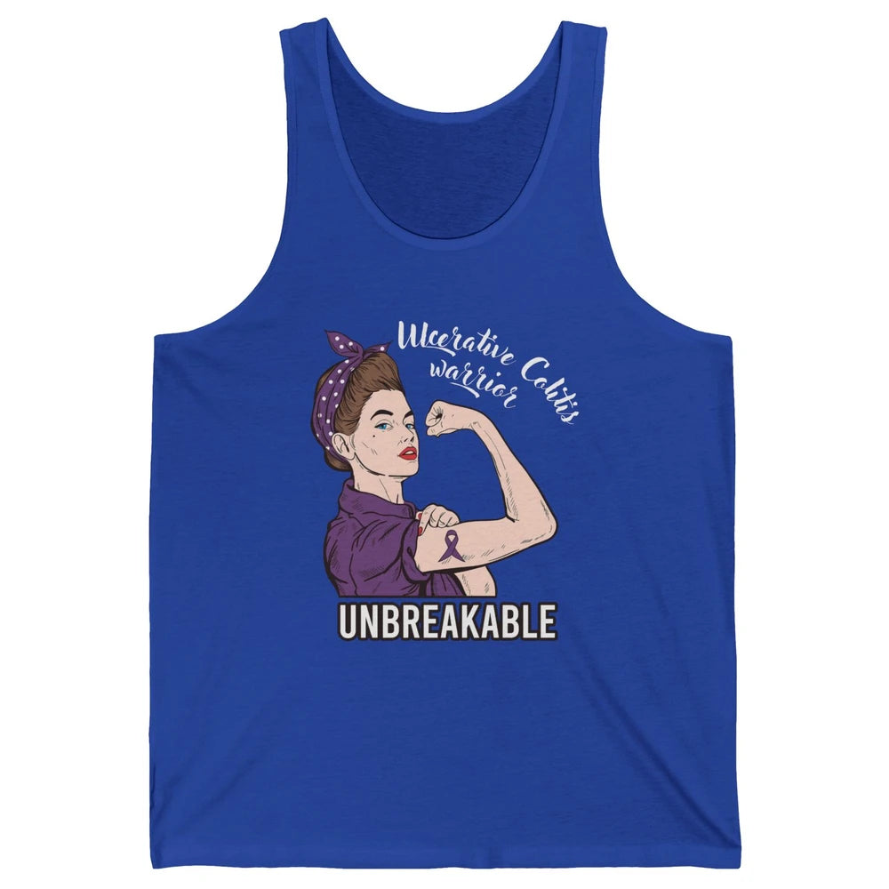 Ulcerative Colitis Warrior Unbreakable With Strong Woman Unisex Jersey Tank