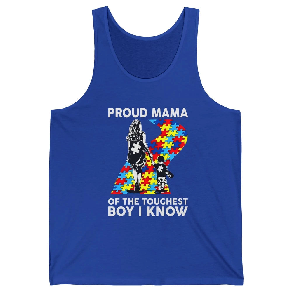 Autism Mom Proud Mama Of The Toughest Boy I Know Autism Unisex Jersey Tank