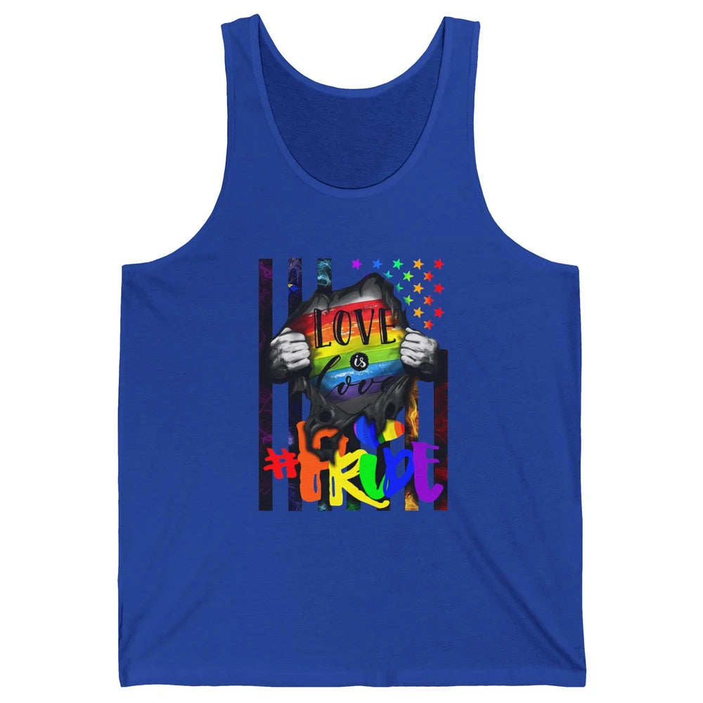 American Flag Love Is Love LGBT Gay Pride Month Equality Unisex Jersey Tank