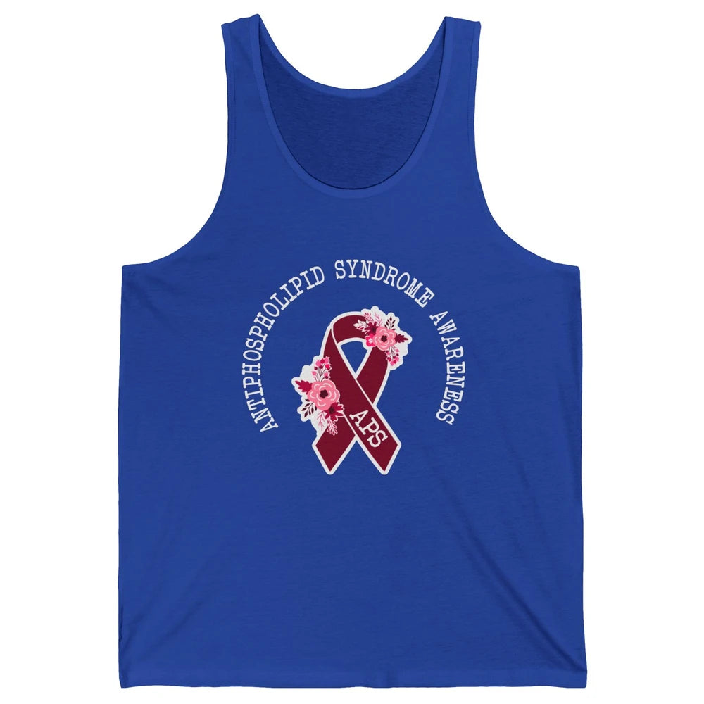 Antiphospholipid Syndrome Awareness APS Burgundy Ribbon Unisex Jersey Tank