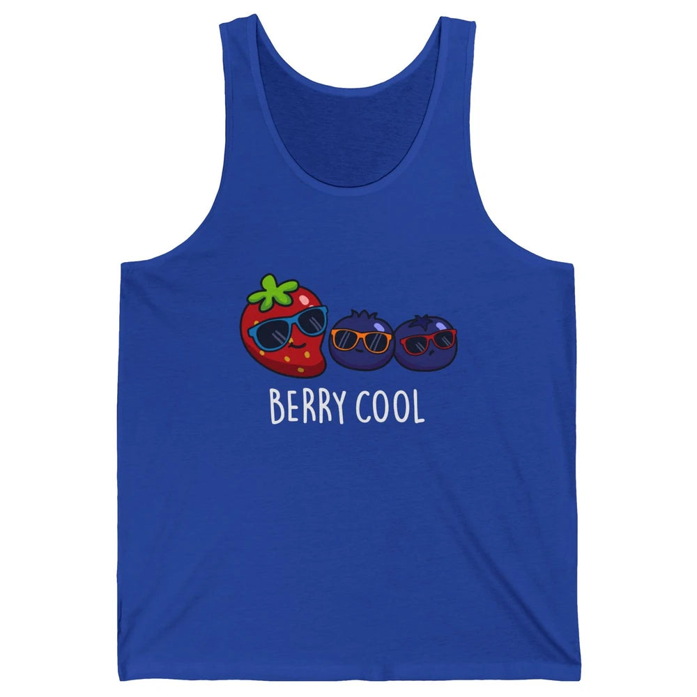 Berry Cool Funny Strawberry Pun Best Friend Summer Retro Unisex Jersey Tank