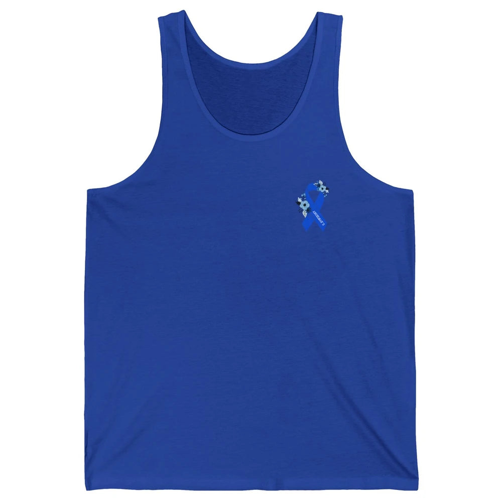 We Wear Blue Angelmans Syndrome Awareness Floral Blue Ribbon Unisex Jersey Tank