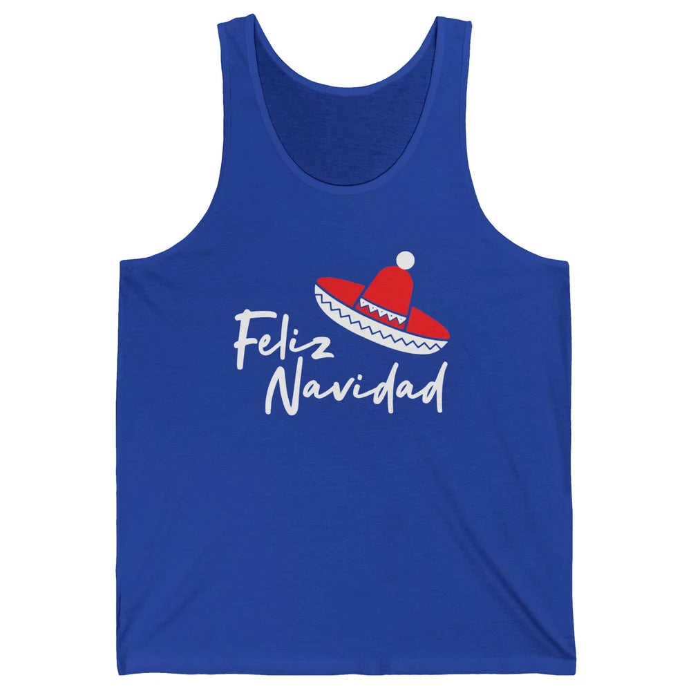 Funny Feliz Navidad Spanish Christmas Mexican Sombrero Gift Unisex Jersey Tank