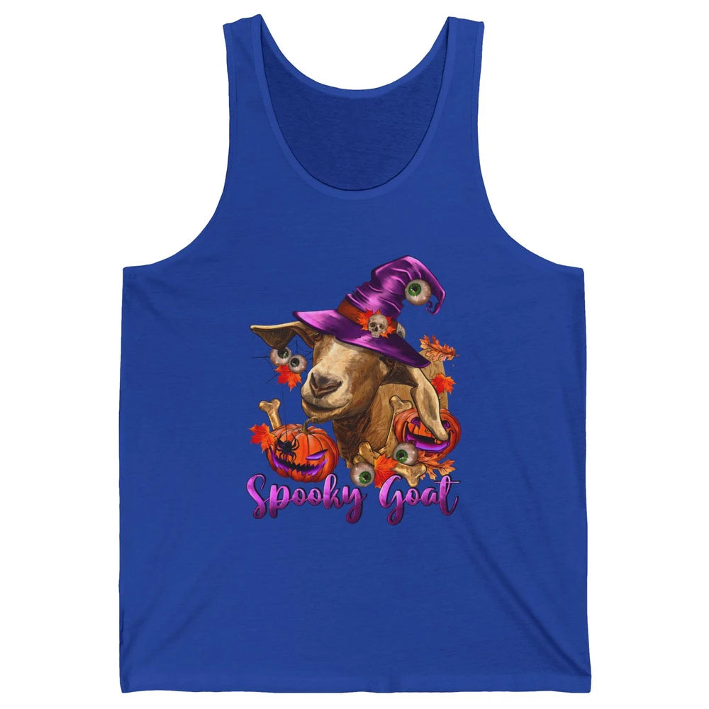 Funny Goat Witch Pumpkin Fall Leaves Halloween Goat Mom Unisex Jersey Tank