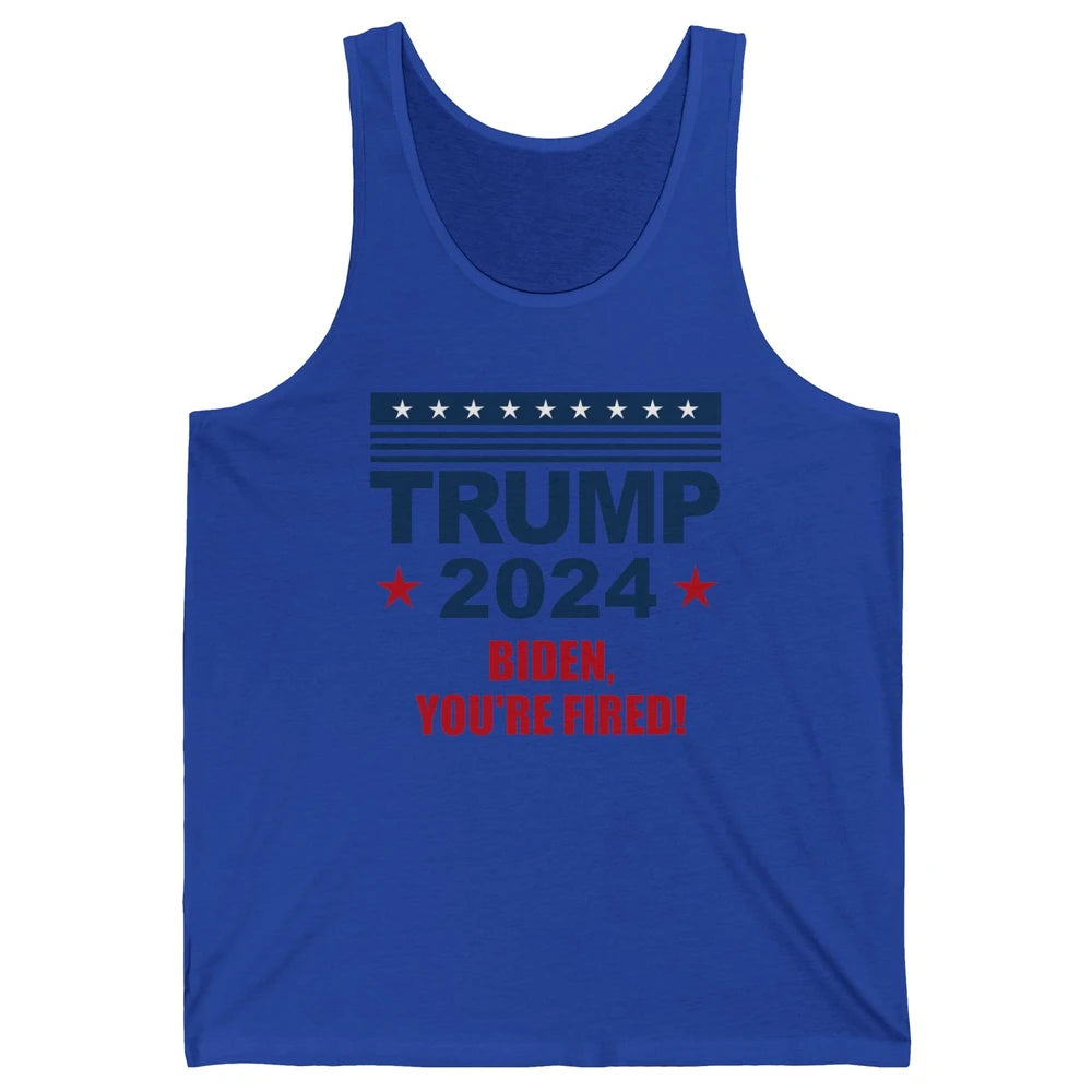 Retro US Flag Trump 2024 Return Biden You're Fired Patriot Unisex Jersey Tank