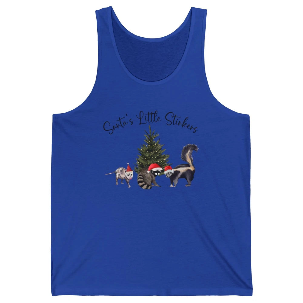 Funny Santa's Little Stinkers Christmas Raccoon Opossum Unisex Jersey Tank