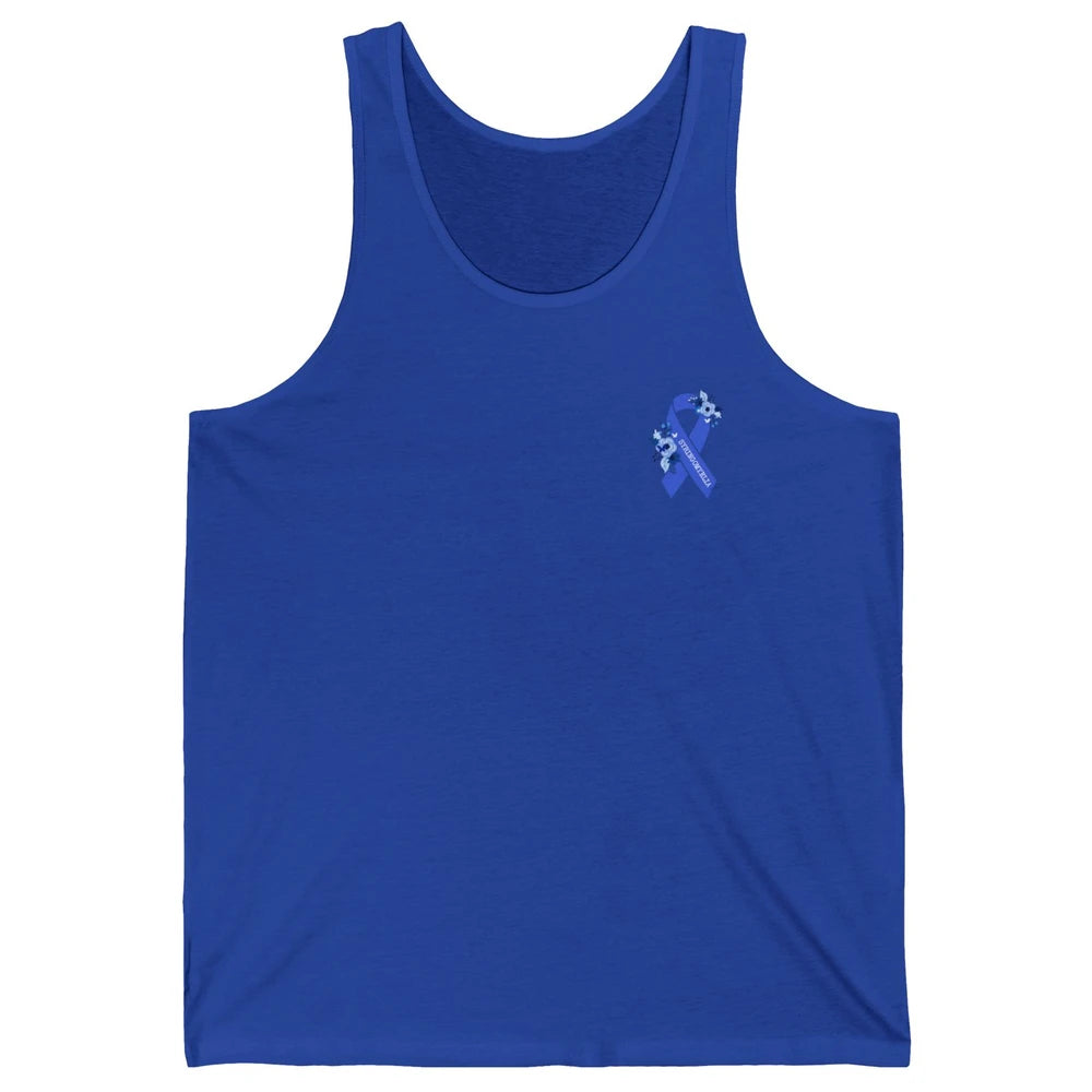 Syringomyelia Awareness Floral Blue Ribbon Rainbow Unisex Jersey Tank