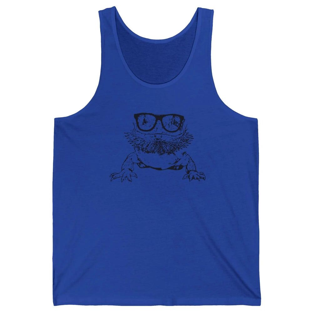 Bearded Dragon Glasses Animal Cute Bearded Dragon Owner Gift Unisex Jersey Tank