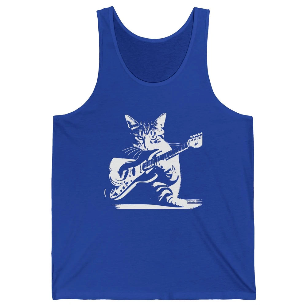 Cat Playing Guitar Funny Cat Guitar Kitty Cat Lovers Gift Unisex Jersey Tank