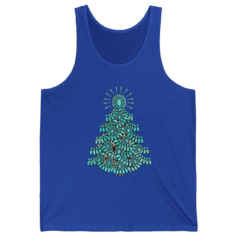 Turquoise Christmas Tree Western Christmas Country Farm Unisex Jersey Tank