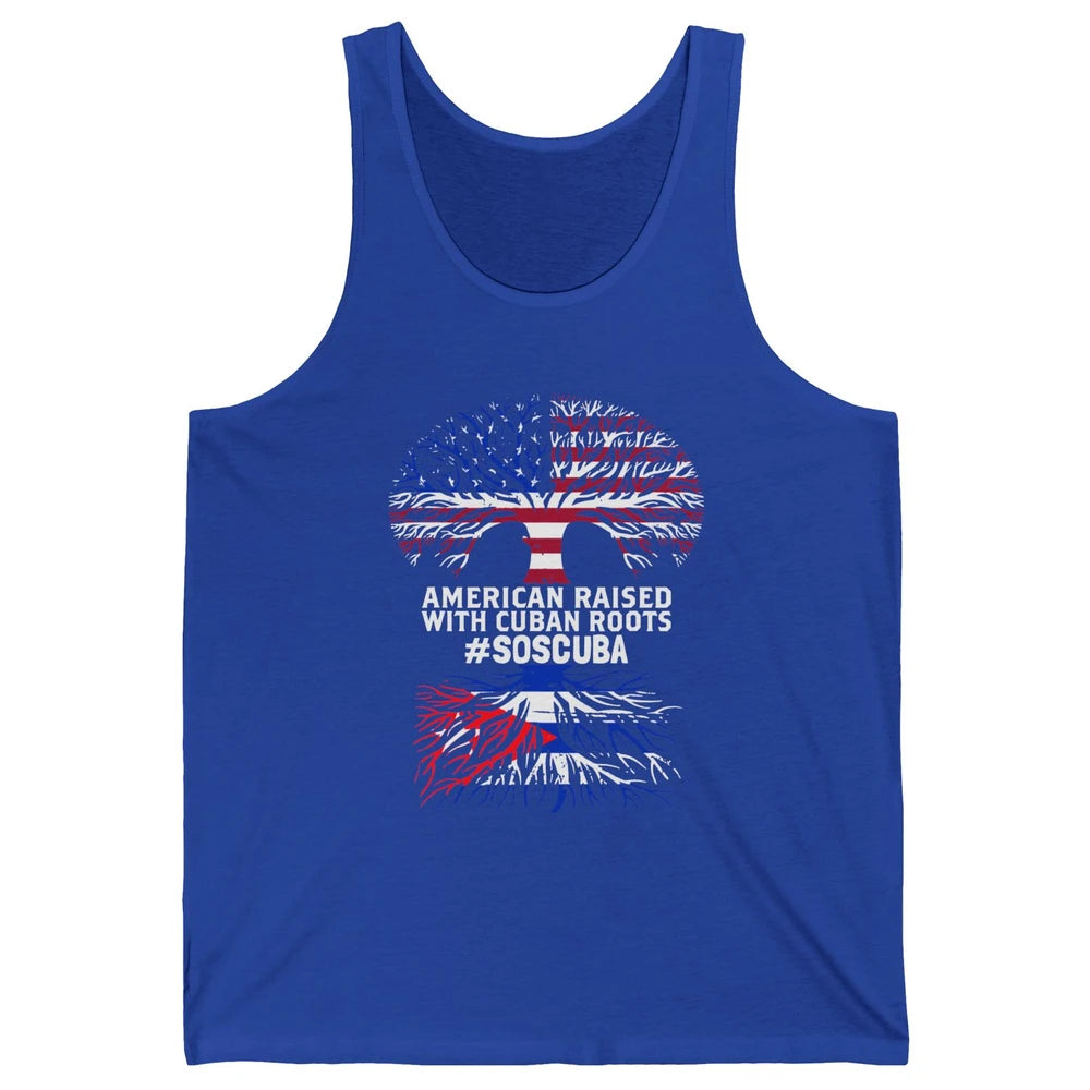 American Raised With Cuban Roots Cuban Flag Cuban Tree Unisex Jersey Tank