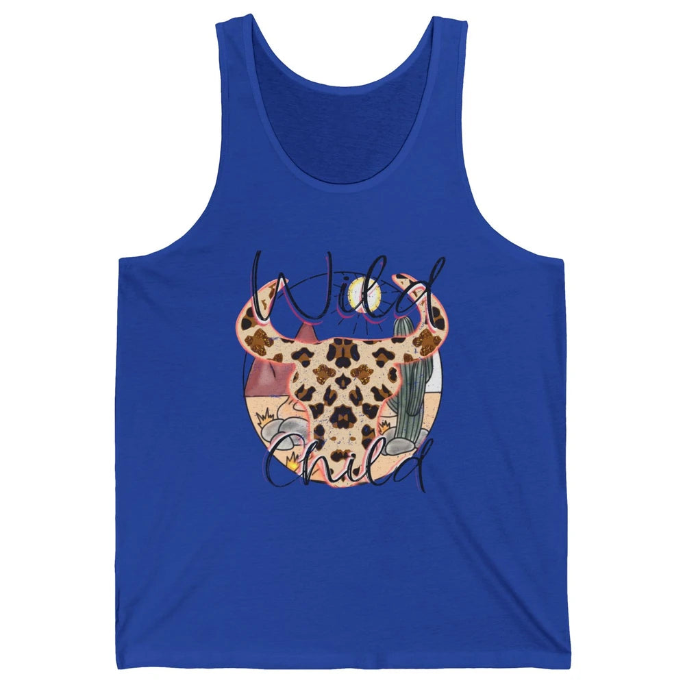 Boho Bull Skull Wild Child Desert Cactus Western Country Unisex Jersey Tank