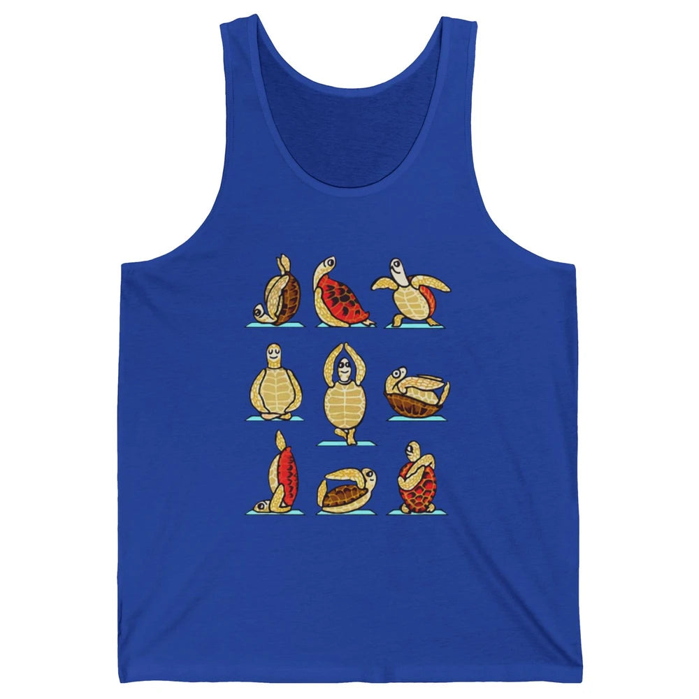 Turtles Doing Yoga Poses Funny Turtle Namaste Men Women Kid Unisex Jersey Tank